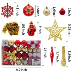 110pcs Red And Gold Christmas Ball Ornaments -Christmas Decoration Shop 110 Pcs Christmas Assorted Ornaments with a Star Tree Topper Red Gold amp White 5 result 600x600 1