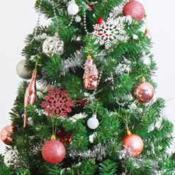 110pcs Rose Gold And White Christmas Ornament Balls -Christmas Decoration Shop 110Pcs Assorted Christmas Ball Ornaments Rose Gold Silver White 6 result 600x600 1