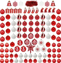 112pcs Red And White Christmas Ball Ornaments 10 112pcs Red And White Christmas Ball Ornaments -Christmas Decoration Shop 112 Pcs Red and White Christmas Ornaments 2