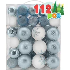 112pcs Baby Blue And White Christmas Ornaments -Christmas Decoration Shop 112pcs Baby Blue and White Christmas Ornaments 1 1