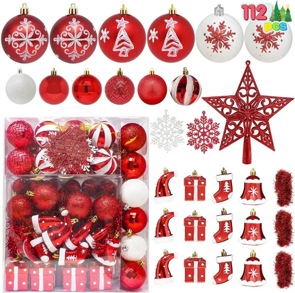 112pcs Red And White Christmas Ball Ornaments 4 112pcs Red And White Christmas Ball Ornaments - Image 2