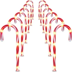 12pcs Christmas Candy Cane Pathway Lights Markers 12in 13 12pcs Christmas Candy Cane Pathway Lights Markers 12in -Christmas Decoration Shop 12 Christmas Candy Cane Pathway Markers Lights with Stake12 Pack 2 result 600x597 1