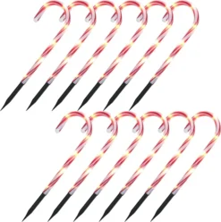 12pcs Christmas Candy Cane Pathway Lights Markers 12in 11 12pcs Christmas Candy Cane Pathway Lights Markers 12in -Christmas Decoration Shop 12 Christmas Candy Cane Pathway Markers Lights with Stake12 Pack 4 result 600x602 1
