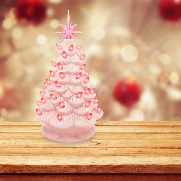 Pink Ceramic Tabletop Christmas Tree 12in 6 Pink Ceramic Tabletop Christmas Tree 12in - Image 4
