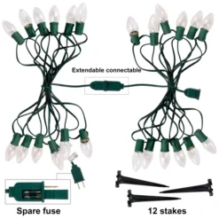 12pcs C9 Warm White Christmas Pathway Marker 15.75ft -Christmas Decoration Shop 12Packs Christmas Warm White C9 Pathway Marker 3 result 600x600 1