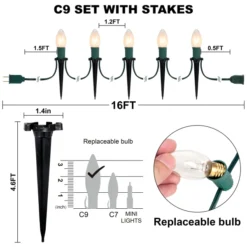 12pcs C9 Warm White Christmas Pathway Marker 15.75ft -Christmas Decoration Shop 12Packs Christmas Warm White C9 Pathway Marker 4 result 600x600 1