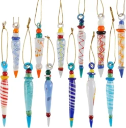 12pcs Glass Icicle Ornaments Christmas Tree Decor