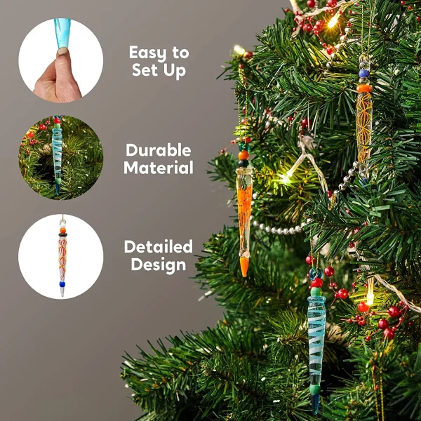 12pcs Glass Icicle Ornaments Christmas Tree Decor 6 12pcs Glass Icicle Ornaments Christmas Tree Decor - Image 4