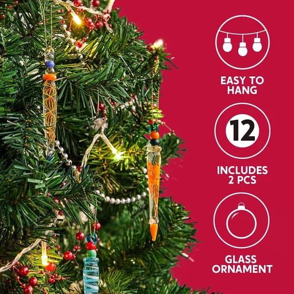 12pcs Glass Icicle Ornaments Christmas Tree Decor 4 12pcs Glass Icicle Ornaments Christmas Tree Decor - Image 2