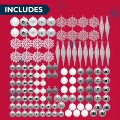 133pcs White And Silver Christmas Tree Ornaments -Christmas Decoration Shop 133pcs White and Silver Christmas Tree Ornaments 1 600x600 1