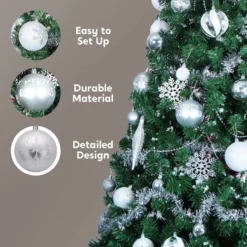 133pcs White And Silver Christmas Tree Ornaments -Christmas Decoration Shop 133pcs White and Silver Christmas Tree Ornaments 4 600x600 1