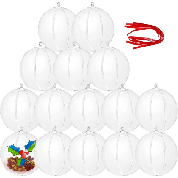 15pcs Christmas Clear Plastic Fillable Ornaments 3 15pcs Christmas Clear Plastic Fillable Ornaments