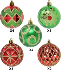 16pcs Red Green & Gold Christmas Ornaments -Christmas Decoration Shop 16 Pcs Red Green and Gold Christmas Ornaments 3 result 600x682 1