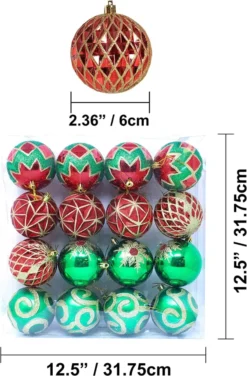 16pcs Red Green & Gold Christmas Ornaments -Christmas Decoration Shop 16 Pcs Red Green and Gold Christmas Ornaments 4 result 600x914 1