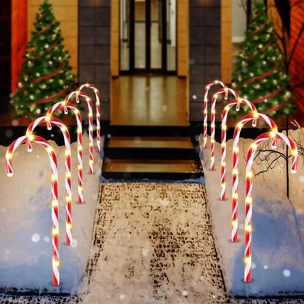 12pcs Christmas Candy Cane Pathway Markers 17in 3 12pcs Christmas Candy Cane Pathway Markers 17in