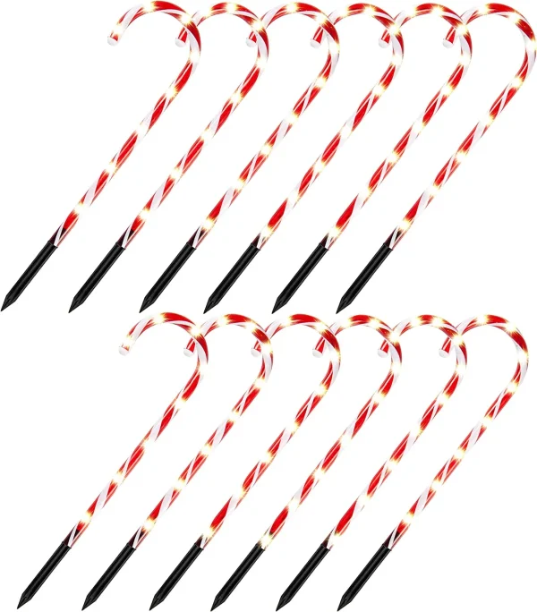 12pcs Christmas Candy Cane Pathway Markers 17in 4 12pcs Christmas Candy Cane Pathway Markers 17in - Image 2