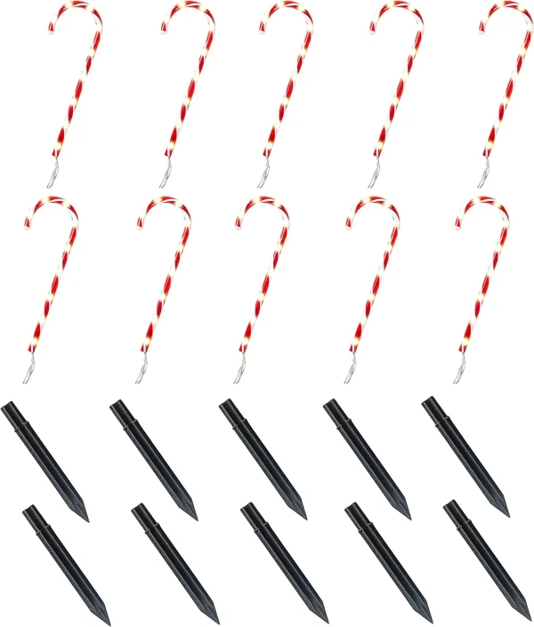 12pcs Christmas Candy Cane Pathway Markers 17in 7 12pcs Christmas Candy Cane Pathway Markers 17in - Image 5