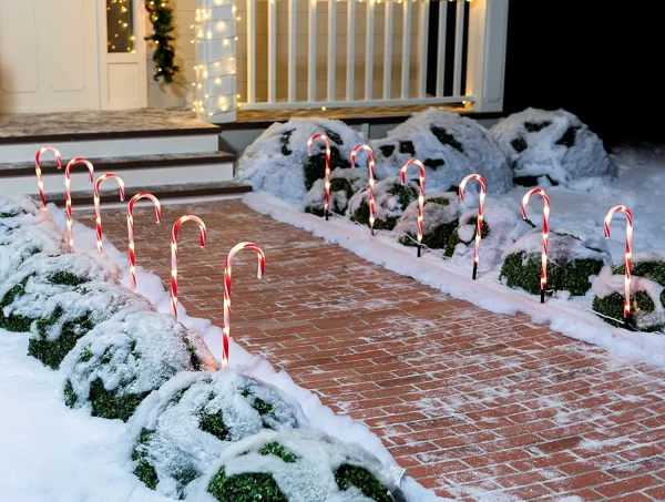 12pcs Red Light Up Candy Cane Pathway Markers 17in 7 12pcs Red Light Up Candy Cane Pathway Markers 17in - Image 5