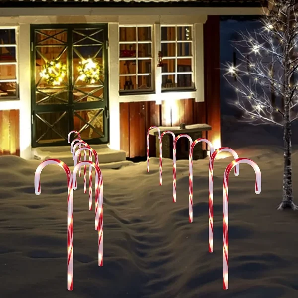 12pcs Red Light Up Candy Cane Pathway Markers 17in 8 12pcs Red Light Up Candy Cane Pathway Markers 17in - Image 6