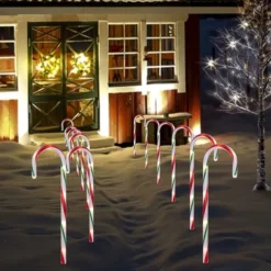 6pcs Christmas Pathway Lights Candy Cane 17in -Christmas Decoration Shop 17 Green Christmas Candy Cane Pathway Markers Lights with Stake Set of 12 4 result 600x600 1