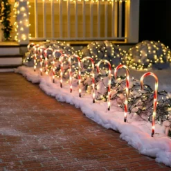 6pcs Christmas Pathway Lights Candy Cane 17in -Christmas Decoration Shop 17 Green Christmas Candy Cane Pathway Markers Lights with Stake Set of 12 6 result 600x600 1