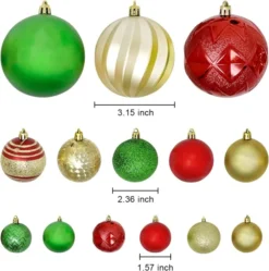 179pcs Red, Green And Gold Christmas Tree Ornaments -Christmas Decoration Shop 177Pcs Tradition Red amp Green amp Gold Christmas Ball Ornaments 5 result 600x604 1