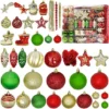 179pcs Red, Green And Gold Christmas Tree Ornaments