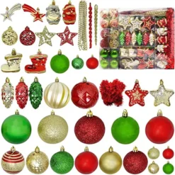 179pcs Red, Green And Gold Christmas Tree Ornaments