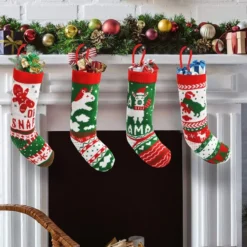 4pcs Christmas Knit Stocking Decorations 18in -Christmas Decoration Shop 18 Christmas Stockings 4 Packs 5 result 600x600 1