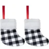 18pcs Black And White Plaid Christmas Stockings -Christmas Decoration Shop 18 PacksChristmas White Black Buffalo Plaid Stockings 5in 1
