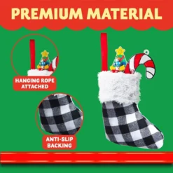 18pcs Black And White Plaid Christmas Stockings -Christmas Decoration Shop 18 PacksChristmas White Black Buffalo Plaid Stockings 5in 3 600x600 1