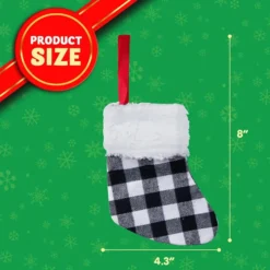 18pcs Black And White Plaid Christmas Stockings -Christmas Decoration Shop 18 PacksChristmas White Black Buffalo Plaid Stockings 5in 4 600x600 1