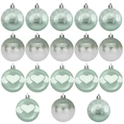 18pcs Shatterproof Teal Christmas Ornaments 2.36in