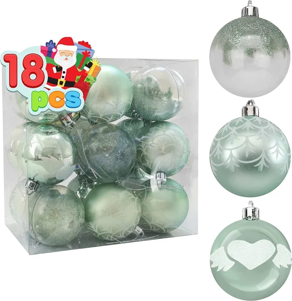 18pcs Shatterproof Teal Christmas Ornaments 2.36in 4 18pcs Shatterproof Teal Christmas Ornaments 2.36in - Image 2