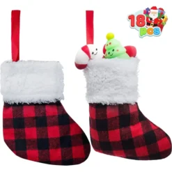 18pcs Red & Black Buffalo Plaid Christmas Stockings 5in -Christmas Decoration Shop 18 Pcs Christmas Stocking 5in Red Black Buffalo Plaid 1 结果 600x600 1