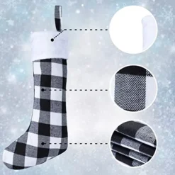 6pcs Plaid Black And White Christmas Knit Stockings 18in -Christmas Decoration Shop 18 White Black Christmas Stockings 6 Pack 4 result