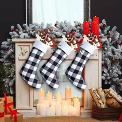 6pcs Plaid Black And White Christmas Knit Stockings 18in -Christmas Decoration Shop 18 White Black Christmas Stockings 6 Pack 5 result