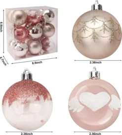 18pcs Shatterproof Pink Christmas Ornaments 6cm 10 18pcs Shatterproof Pink Christmas Ornaments 6cm -Christmas Decoration Shop 18Pcs 6CM Christmas Ornaments with Gradient Pink 1 600x662 1
