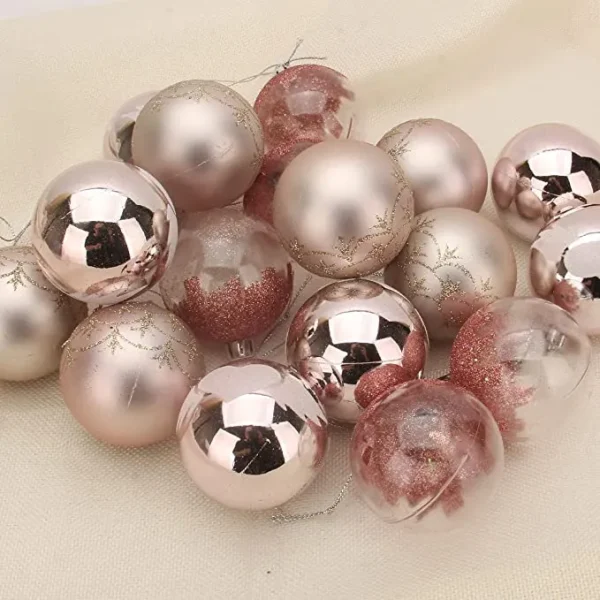 18pcs Shatterproof Pink Christmas Ornaments 6cm 7 18pcs Shatterproof Pink Christmas Ornaments 6cm - Image 5