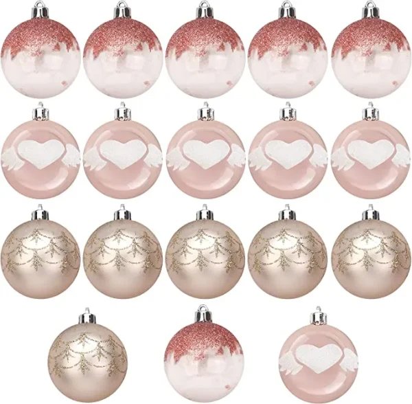 18pcs Shatterproof Pink Christmas Ornaments 6cm 4 18pcs Shatterproof Pink Christmas Ornaments 6cm - Image 2