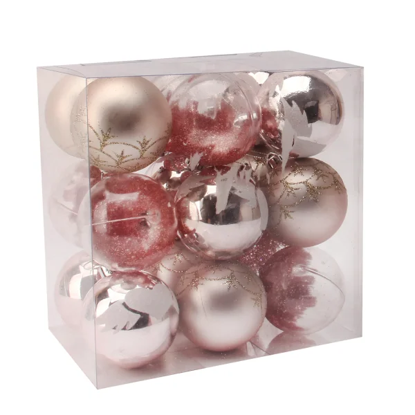 18pcs Shatterproof Pink Christmas Ornaments 6cm 3 18pcs Shatterproof Pink Christmas Ornaments 6cm