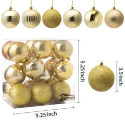 18pcs Shatterproof Gold Christmas Ornaments 3.15in -Christmas Decoration Shop 18Pcs Christmas Ball Ornaments Gold 3 result 600x600 1