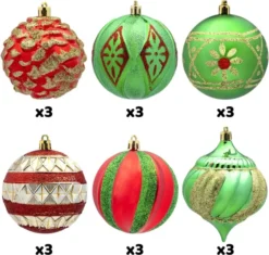 18pcs Red Green & Gold Glitter Ball Ornaments -Christmas Decoration Shop 18Pcs Red Green amp Gold Glitter Ball 3.15in 3 result 1 600x570 1