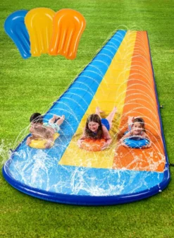 18ft Triple Lanes Slip Slide And 3 Boogie Boards