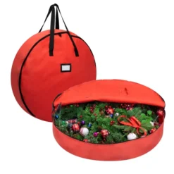 2pcs Red Christmas Wreath Storage Bags 30in
