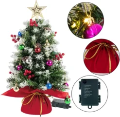 2pcs Tabletop Flocked Christmas Tree Prelit 24in -Christmas Decoration Shop 2 Pack of 24 Flocked Prelit Tabletop Christmas Tree 4 result 600x584 1