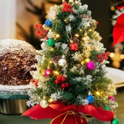 2pcs Tabletop Flocked Christmas Tree Prelit 24in -Christmas Decoration Shop 2 Pack of 24 Flocked Prelit Tabletop Christmas Tree 7 result 600x600 1