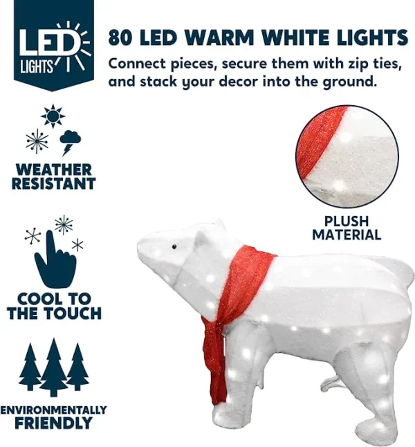 2pcs LED Christmas Polar Bear Plush Yard Lights 5 2pcs LED Christmas Polar Bear Plush Yard Lights - Image 3