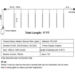 2 X 8 Tubes (12in) Christmas Icicle String Lights, Warm White -Christmas Decoration Shop 2 x 8 tubles 12in Christmas Icicle String Lights Warm White