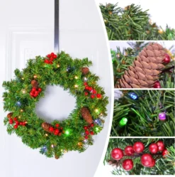 Christmas Holiday Wreath With Multicolored Lights 20in -Christmas Decoration Shop 20 Christmas Holiday Wreath with Multicolored Lights 6 result 600x605 1